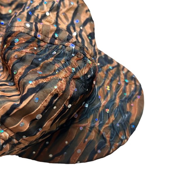 Bedazzled funky textured stripe mesh animal print conductor hat - Picture 3 of 3